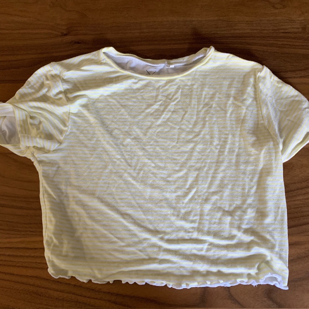 yellow/white striped crop top